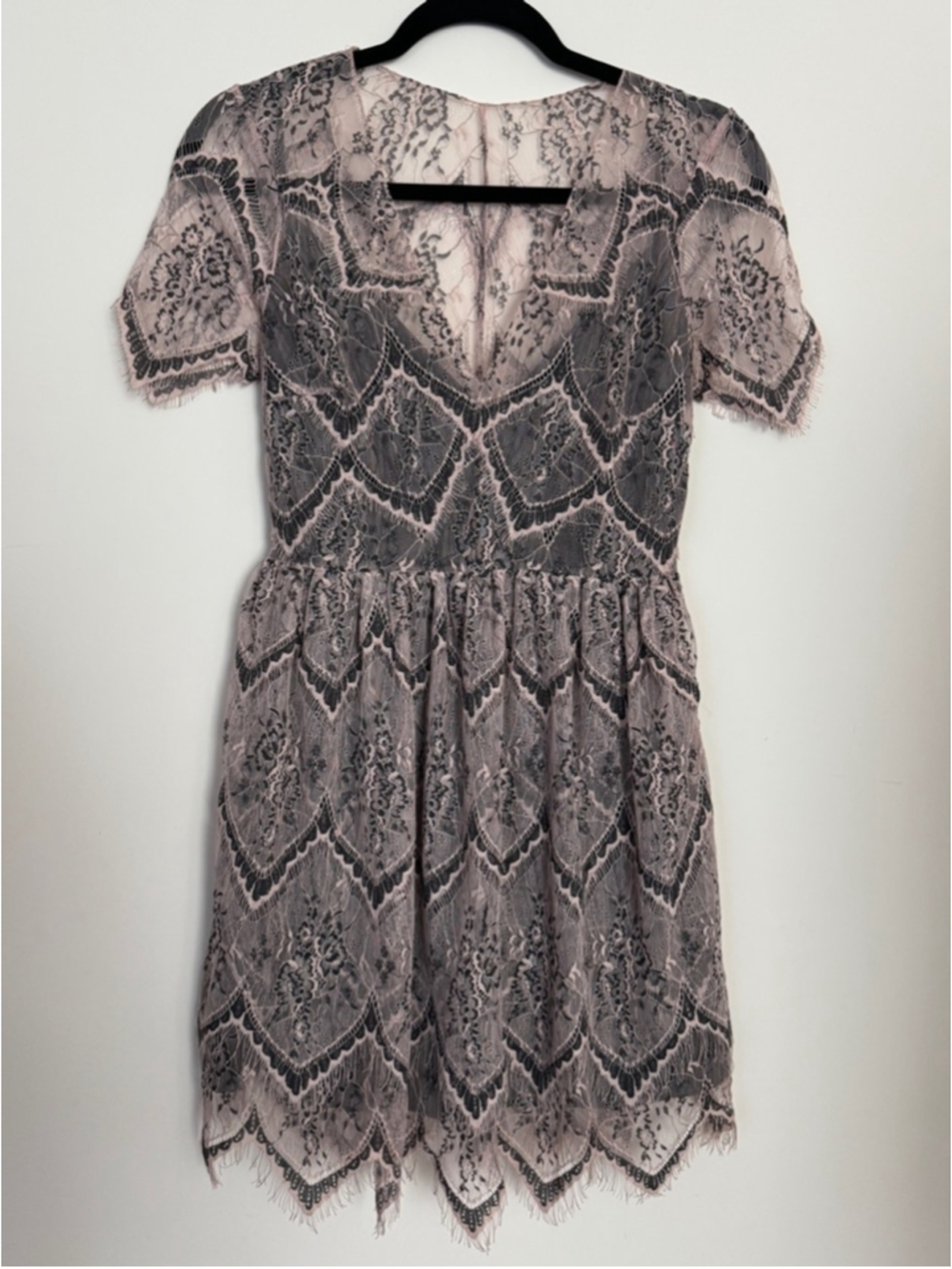 Women's Free People She’s So Lovely Dress Size 0 Pink & Black Lace